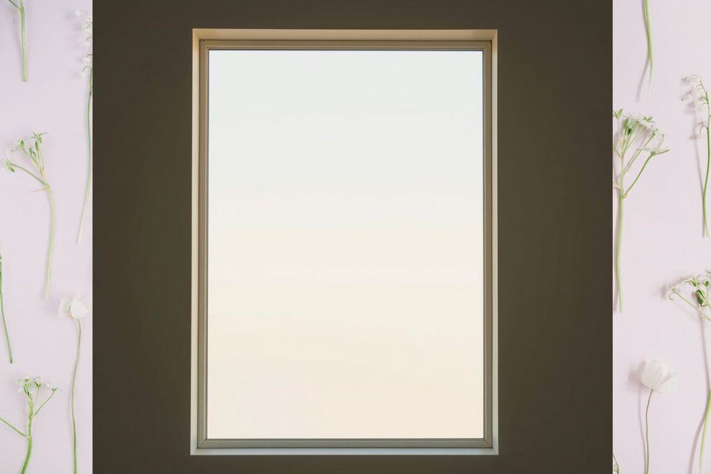 A patch of open sky seen through a window for space kasina meditation