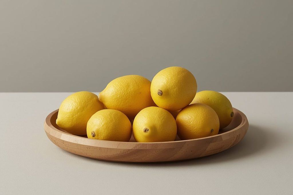 A tray of yellow lemons for yellow kasina meditation